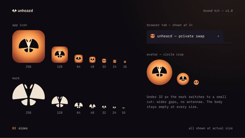 unheard — sizes and clear space