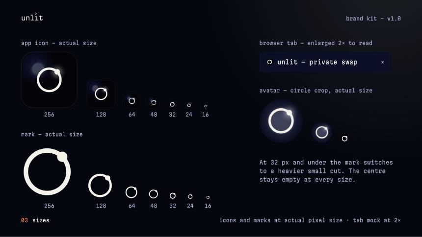 unlit — sizes and clear space
