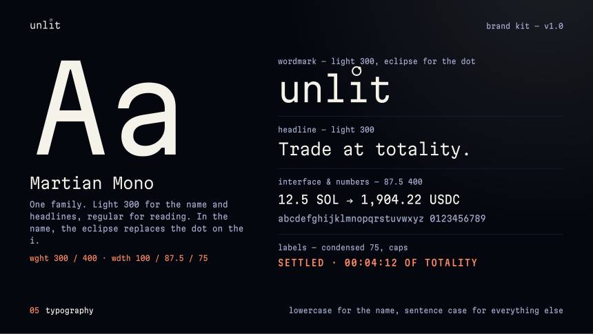 unlit — typography